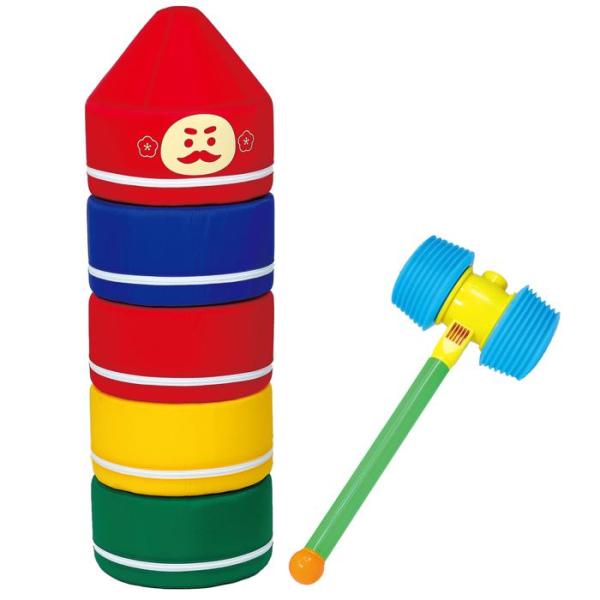 ビッグサイズのだるまおとし！頭：φ300×320mm、ボディ：φ300×160ｍｍ、ハンマー：長さ650ｍｍ材質：材質/ナイロン、ウレタン、ABS、PVC、PP重量：3000g