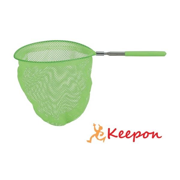 コンパクトで持ち運び簡単！サイズ：網：φ200mm、竿：180〜660mm材質：ステンレス