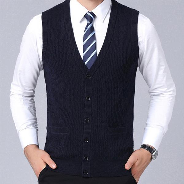 ニットベスト セール 登場から人気沸騰 メンズ チョッキ カーディガン アウター トップス ニットセーター 無地 厚手ベスト 秋冬 Vネック 18新作 送料無料 秋物