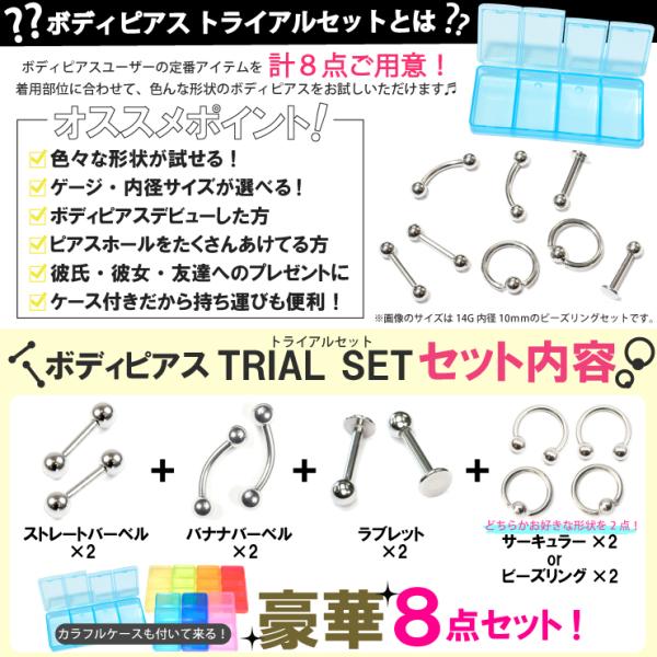 完全ボディピアスマニュアル Vol.1&2 セット ボディピアス トライアルセット 福袋 16G(1.2mm) 14G(1.6mm)のボディー