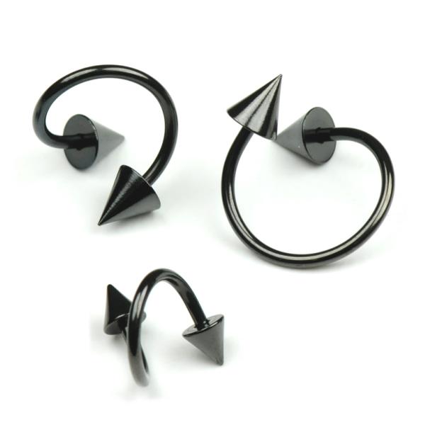 スパイラル コーン ブラック 16G (1.2mm) 右巻き サージカルステンレス