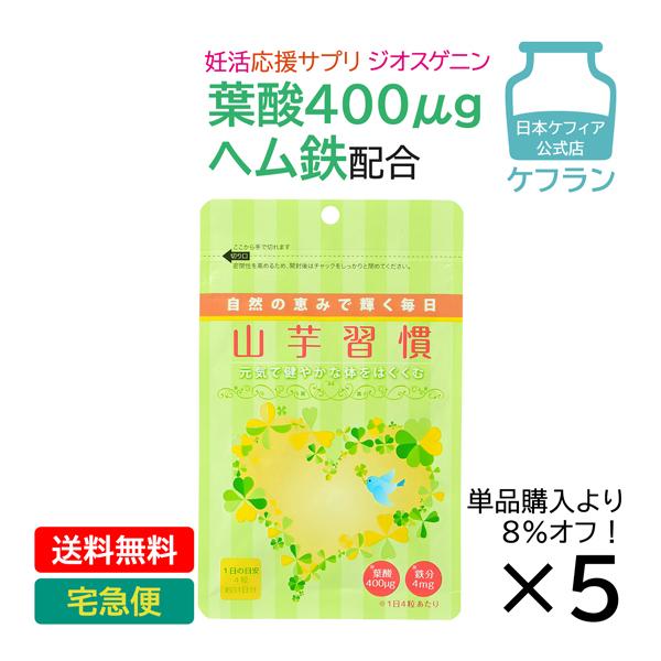 葉酸サプリ 山芋習慣 ケフラン 1か月分 葉酸 ヘム鉄 ケフィア DHEA ジオスゲニン サプリメント 妊活中 妊娠中 妊活 鉄 鉄分