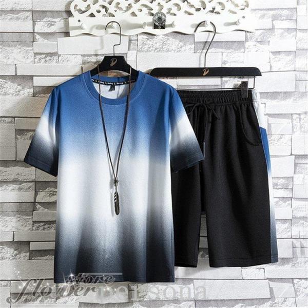セットアップメンズ夏ジャージ半袖大きいサイズスポーツウエア上下セット吸汗速乾半袖Tシャツジムトレーニングウェアランニングウェア父の日