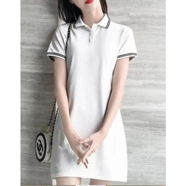 ポロワンピースワンピースゴルフ半袖レディース夏膝丈きれいめシャツミニ丈大きいサイズｔシャツ通勤シンプルおしゃれ無地ウエストベルト