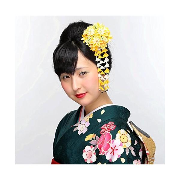 つまみ細工 直送商品 髪飾り 黄色 イエロー 菊 梅 かんざし 着物 髪型 卒業式 簪 浴衣 成人式 振袖