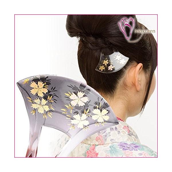 蒔絵かんざし シルバー 撫子 クリア パール 秀逸 ゴールド 和装 留袖 着物 簪 髪飾り 結婚式