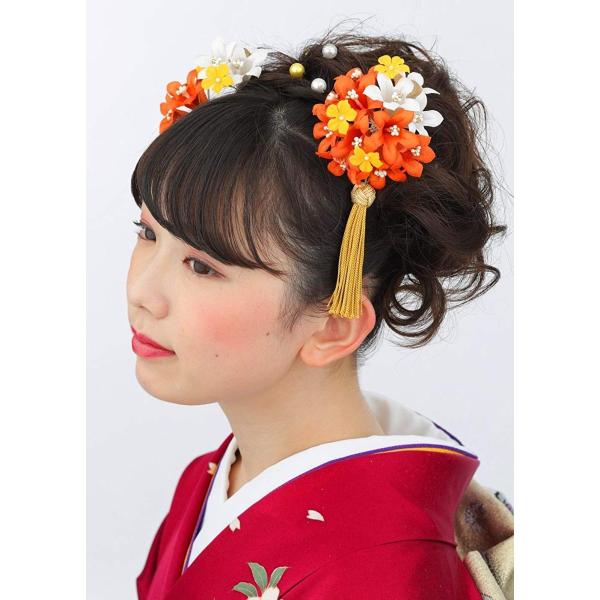 成人式 髪飾り オレンジ 成人式 浴衣 卒業式 結婚式 かんざし 簪 髪