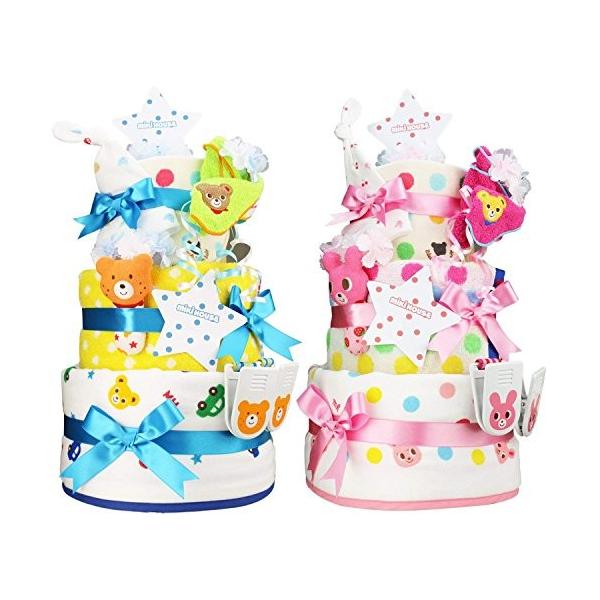 Mikihouse ミキハウス 使用 出産祝い 日本製 超豪華3段 メリーズテープ Imabari 今治タオル おむつケーキ Towel 秀逸