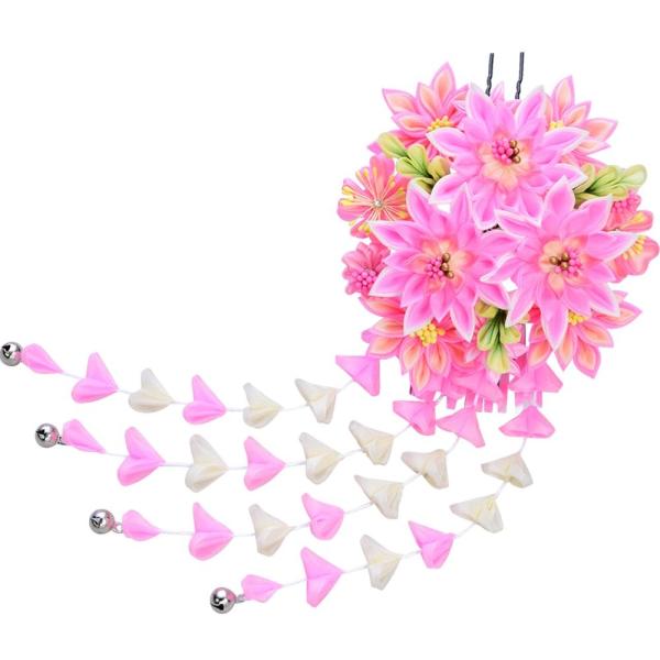 つまみ細工 髪飾り ピンク 菊 梅かんざし 成人式 お得クーポン発行中 振袖 浴衣 簪 髪型 和装 卒業式 着物