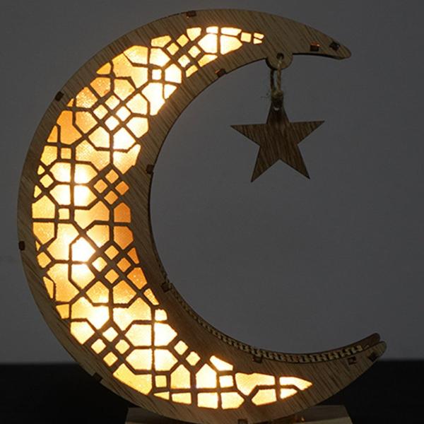 クリエイティブ☆ 三日月、星 ライト 透かし彫り 手作り 木製工芸品