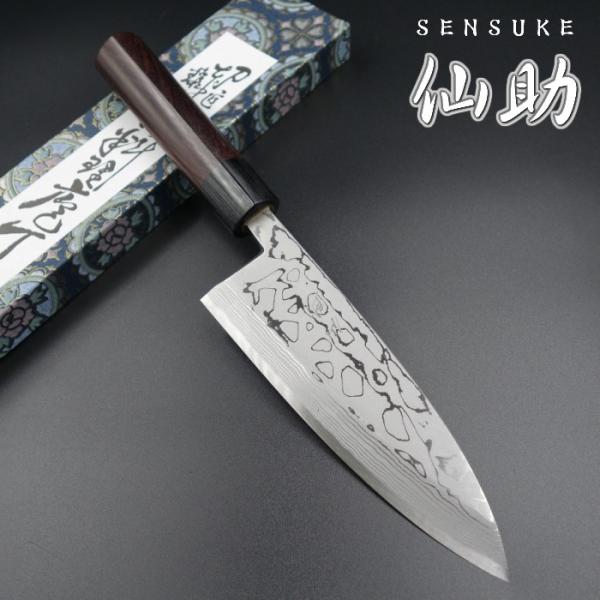 仙助 出刃包丁 120mm 紫檀丸柄 安来鋼青紙２号 越前打刃物 和包丁 ② 仙助 出刃包丁 120mm 紫檀丸柄 安来鋼青紙2号 越前打刃物 和
