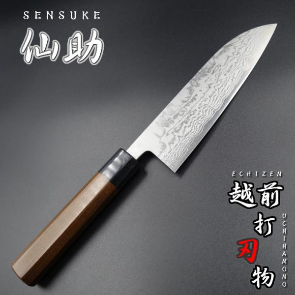 仙助 包丁 三徳包丁 VG10 ダマスカス 165mm ケボニー八角柄 30 仙助 包丁 三徳包丁 VG10 ダマスカス 33層 ステンレス 165mm ケボニー