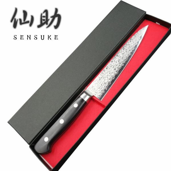 仙助 包丁 ペティナイフ VG10 ダマスカス 33層 140mm 黒合板柄