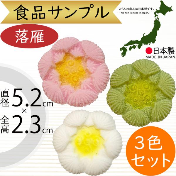 落雁(らくがん)　食品サンプル 本物そっくり 仏壇用お供え菓子 菊もなか/らくがん(黄/緑/紅/白
