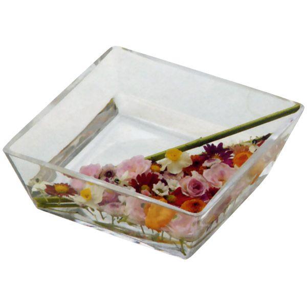 ガラス花器 浅型 スクエア 全高7cm 口22 5cm 透明 クリア 硝子 花瓶 花器 花入れ 容器 フラワーベース アレンジ 空間演出 T 1529 人工観葉植物と造花の通販ケイシン 通販 Yahoo ショッピング