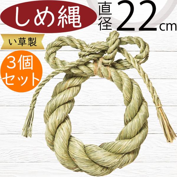しめ縄 リース しめ縄飾り おしゃれ 人気 お正月飾り 玄関飾り 元旦 新年 天然素材 い草製 フラワーベース インテリア アレンジ 雲流丸〆 小 直径22cm 3個セット