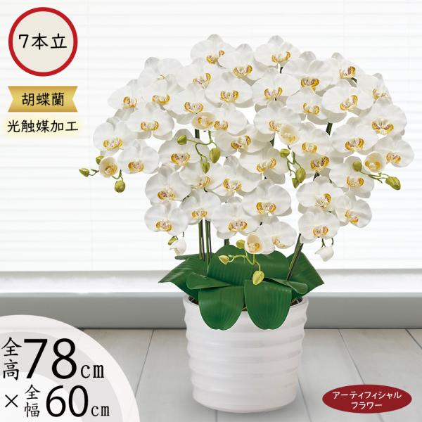胡蝶蘭 光触媒加工 造花 全高78cm 7本立 コチョウラン 白陶器鉢 鉢物 欄 ラン ギフト 贈答 贈り花 祝い花 商品番号 K 6626w Zv6626w 人工観葉植物と造花の通販ケイシン 通販 Yahoo ショッピング