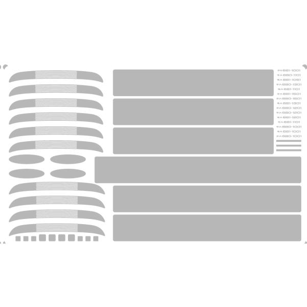 681系・683系 前面帯/側面窓周り帯【単色刷りインレタ〈グレー〉】各数