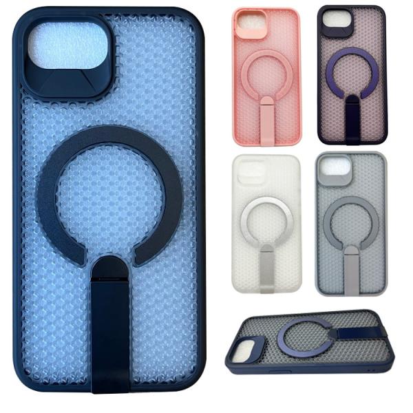 iPhone17e / iPhone16e ケース  カバー メッシュ 放熱性抜群 スタンド機能 滑り防止 滑り止め 耐衝撃 衝撃吸収 ォン 17e / 16e 2025年モデル