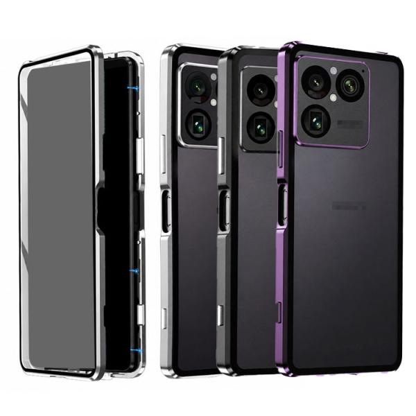 Xperia 1 VIII バンパー ケース 全面保護 カバー アルミバンパー クリア 透明 背面半透明 前後 強化ガラス  かっこいい  Sony ソニー エクスぺリア1VIII