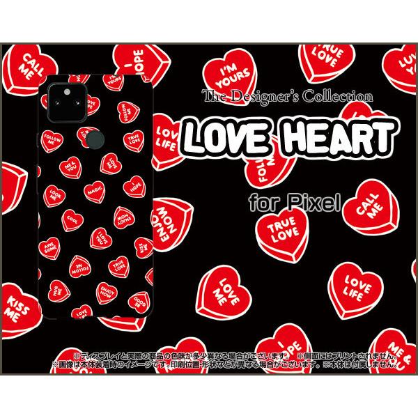 Google Pixel 5a (5G)  TPU �\�t�g�P�[�X/�\�t�g�J�o�[ LOVE HEART(�u���b�N�E�����_��) �́[�� ���u �C���� �G���[�V����