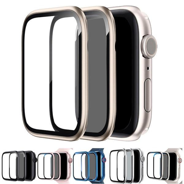 Apple Watch Series 11/10 液晶保護フィルム 全面保護 強化ガラス アルミ 傷防止 かっこいい アップルウォッチ10 42mm/46mm フィルム一体 プロテクター