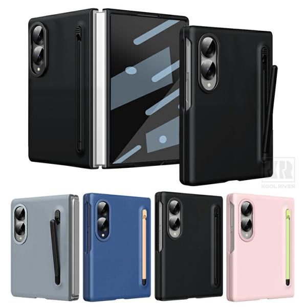 Galaxy Z Fold 8 ケース カバー 折りたたみ型 強化ガラスフィルム付き プラスチック ハードケース ペン収納 タッチペン付き Samsung サムスン ギャラクシー