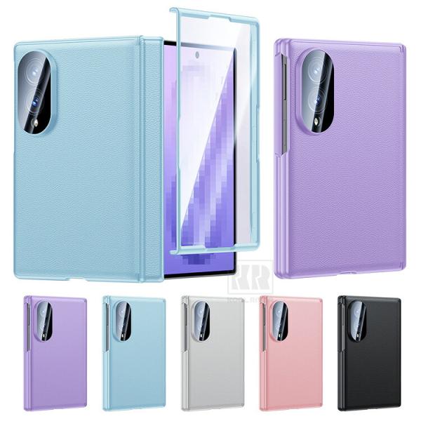 Galaxy Z Fold8 ケース 耐衝撃 カバー 折りたたみ型 強化ガラスフィルム付き カメラ保護あり プラスチック + PUレザー ヒンジ保護 保護ケース Samsung