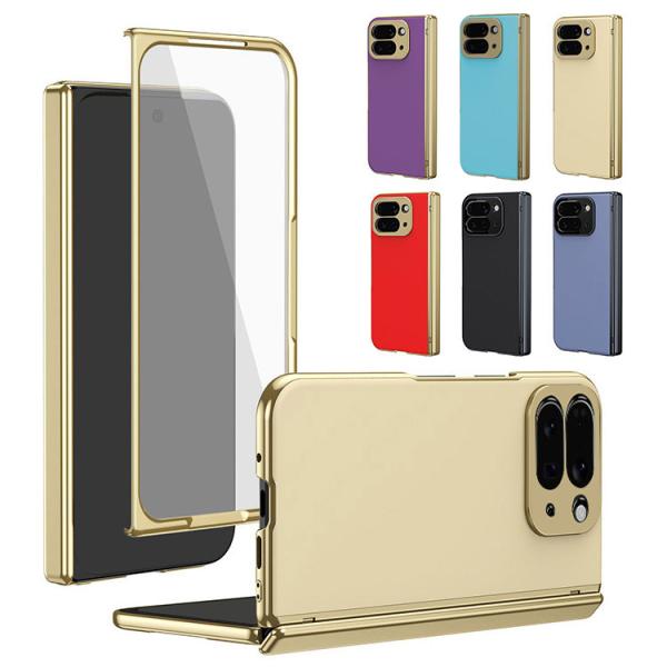 Pixel 10 Pro Fold ケース カバー 折りたたみ型 強化ガラスフィルム付き 強化ガラス+プラスチック メッキ 前面強化ガラス ハードケース シンプル 可愛い