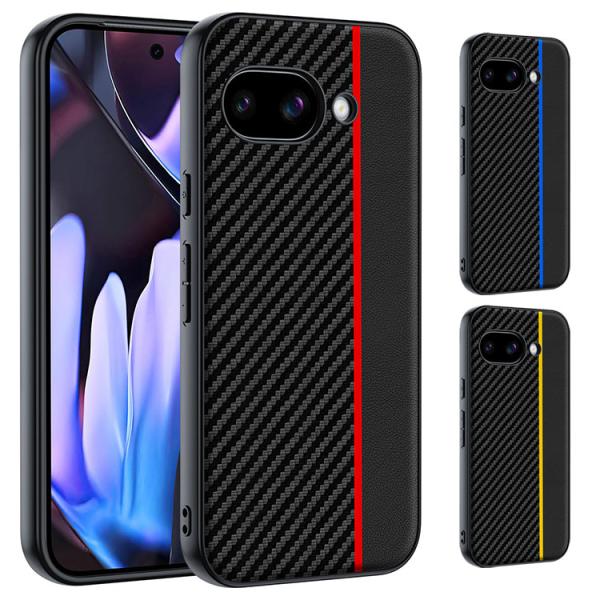 Pixel9a ケース 耐衝撃 カバー PUレザー 背面PUレザーケース カーボン調 ストラップ穴 シンプル 衝撃吸収 カバー Google グーグル ピクセル9a