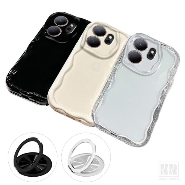 Reno15 A ケース クリア ウェーブ 波型 なみなみ  Reno15 F 5G クリア 透明 耐衝撃 波状 TPU ソフト ケース 分離型スマホリング付き スタンド機能 シンプル