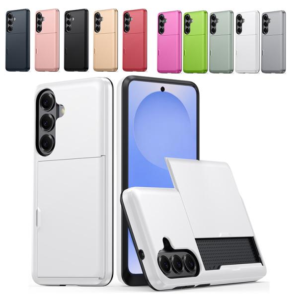 Galaxy S26 ケース 耐衝撃 カバー カード収納 スロット付き TPU（側面）+プラスチック（背面） ハードケース シンプル S26+/S26 Ultra Samsung サムスン