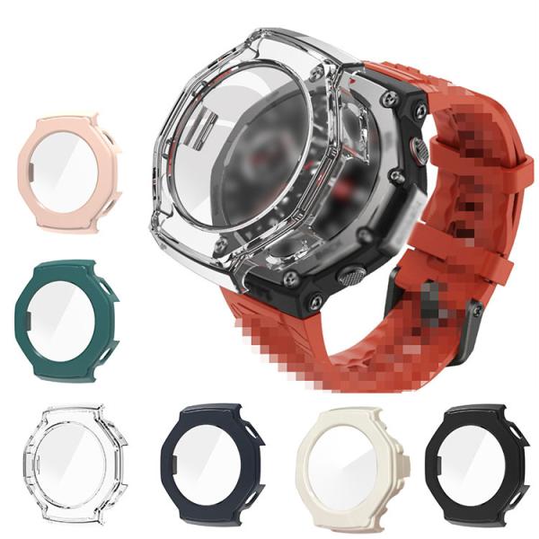 Amazfit T-Rex 3 ケース カバー 強化ガラス（ガラスフィルム）付き 全面保護 液晶保護ケース 単色/クリア フィルム一体 ハードケース