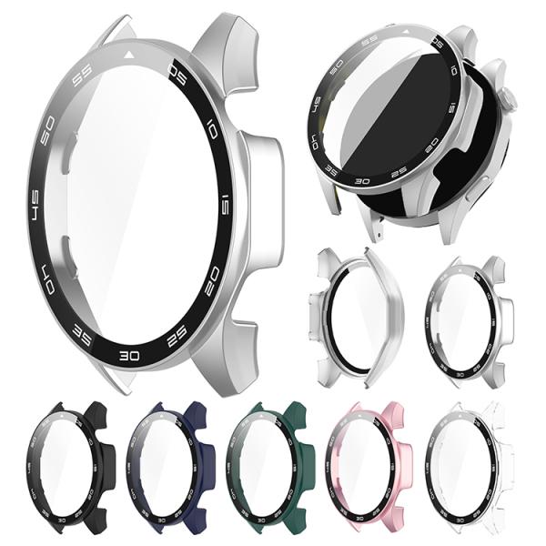 HUAWEI WATCH GT 4 ケース カバー 液晶面強化ガラス 全面保護 液晶保護ケース ファーウェイウォッチ GT 4 46mm 単色/クリア フィルム一体