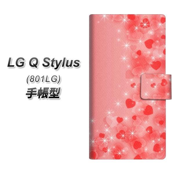 ワイモバイル LG Q Stylus 801LG 手帳型 スマホケース 003 ハート色の夢 横開き