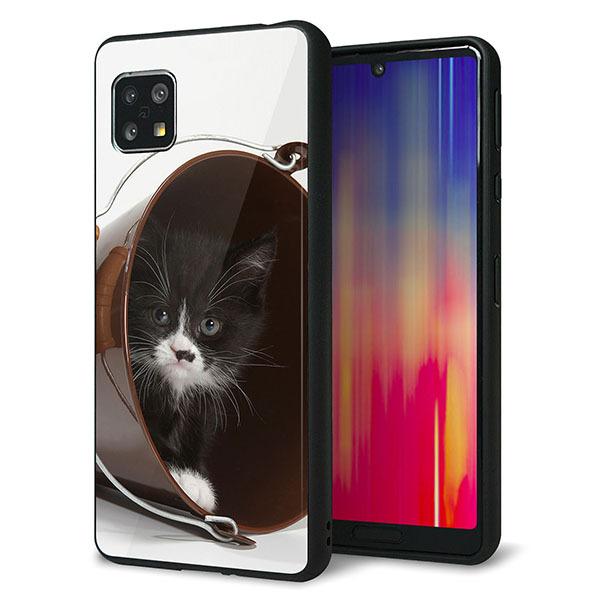 SoftBank AQUOS sense5G A004SH �P�[�X �J�o�[ �w�� �K���X TPU �f�U�C�� �K���v�� VA800 �l�R�ƃo�P�c ��� ���� ���[���֑�������