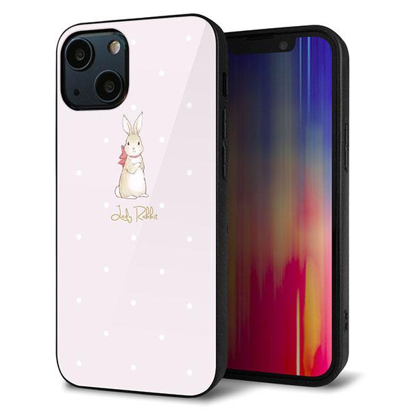 iPhone13 mini �P�[�X �J�o�[ �w�� �K���X TPU �f�U�C�� �K���v�� SC966 Lady Rabbit �x�[�W���s���Nhp ��� ���� ���[���֑�������