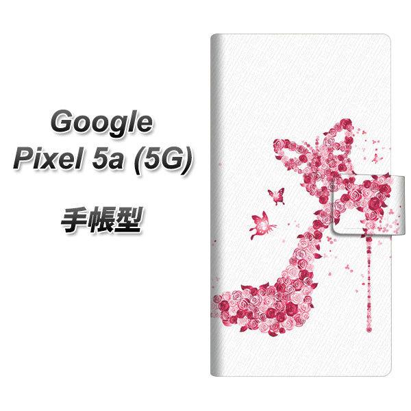 Google Pixel 5a (5G) 手帳型 スマホケース 387 薔薇のハイヒール UV印刷 横開き