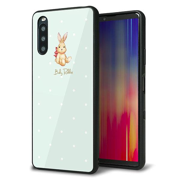 au Xperia 10 III SOG04 �P�[�X �J�o�[ �w�� �K���X TPU �f�U�C�� �K���v�� SC979 Baby Rabbit �O���[�� �K���v�� ��� ���� ���[���֑�������