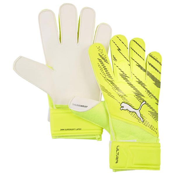 プーマ、大人/メンズ用GKグローブ。ウルトラシリーズとデザイン連動したゴールキーパーグローブ。2mmのマルチグリップラテックスパームを搭載。レギュラーカットモデル。リストストラップを搭載。カラー：ライムスクイーズモデル：2026年春夏