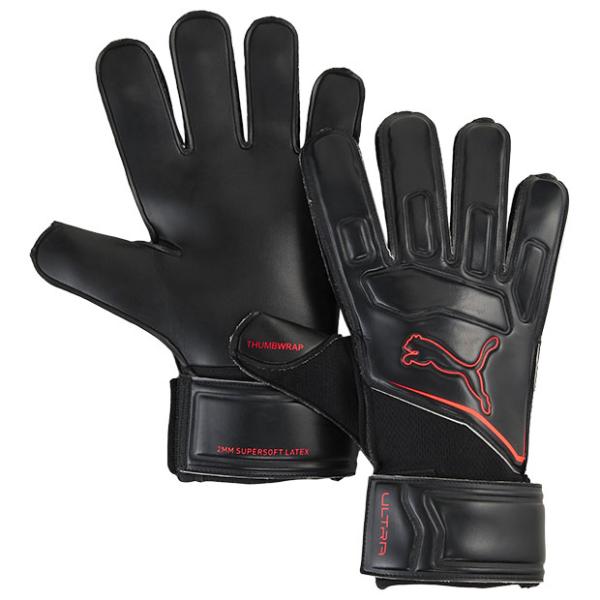 プーマ、大人/メンズ用GKグローブ。ウルトラシリーズとデザイン連動したゴールキーパーグローブ。2mmのマルチグリップラテックスパームを搭載。レギュラーカットモデル。リストストラップを搭載。カラー：プーマブラックモデル：2026年春夏