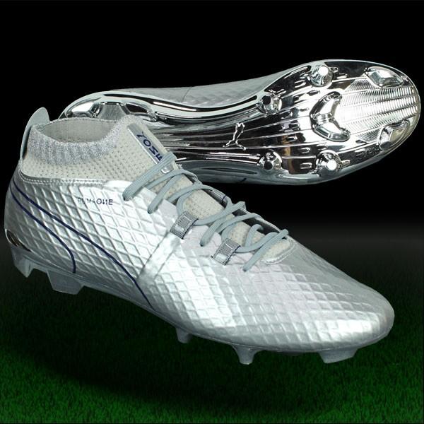 【国内店舗限定モデル!!!】プーマワン AG/FG 26.5cmサッカースパイク PUMA（プーマ） ワン Chrome FG シルバー×ブルーデプス 【PUMA|プーマ