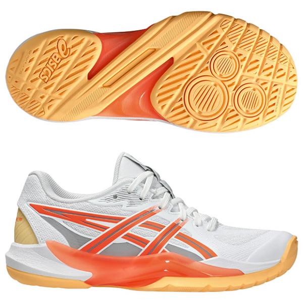 レディース パワーブレイク FF　ホワイト×ビビッドコーラル　【asics|アシックス】ハンドボールシューズ1072a104-102