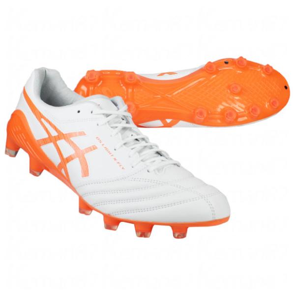 ASICS サッカースパイクDS LIGHT シューズ ホワイト/オレンジ アシックス DS LIGHT ワイド(ホワイト×オレンジ) - シューズ