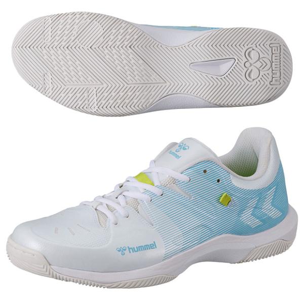 エアロスティンガー ホワイト×ライトブルー 【hummel|ヒュンメル】ハンドボールシューズhas8046-1067