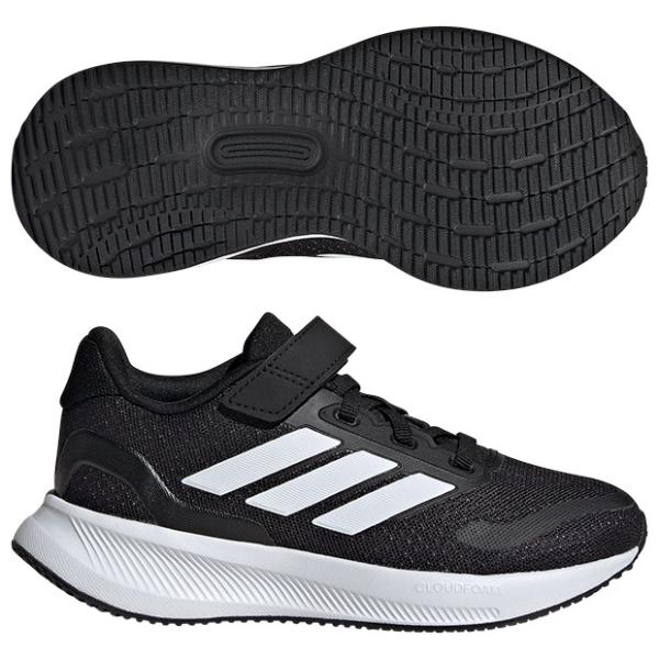 爆買!! ジュニア コア ファイト 5 EL C　コアブラック×フットウェアホワイト　【adidas|アディダス】ジュニアランニングシューズie8574