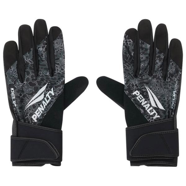 ペナルティ、大人/メンズ用フットサルGKグローブ。フルフィンガー仕様のフットサルキーパーグローブ。品質：ポリエステル、ポリウレタン、ナイロンカラー：ブラックモデル：2025年秋冬