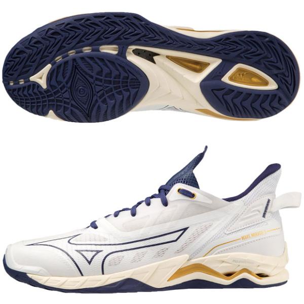 ウエーブ ミラージュ 5　ホワイト×ネイビー　【MIZUNO|ミズノ】ハンドボールシューズx1ga235043