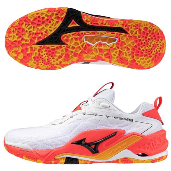 ウエーブ ステルス NEO 2　ホワイト×オレンジ　【MIZUNO|ミズノ】ハンドボールシューズx1ga240098