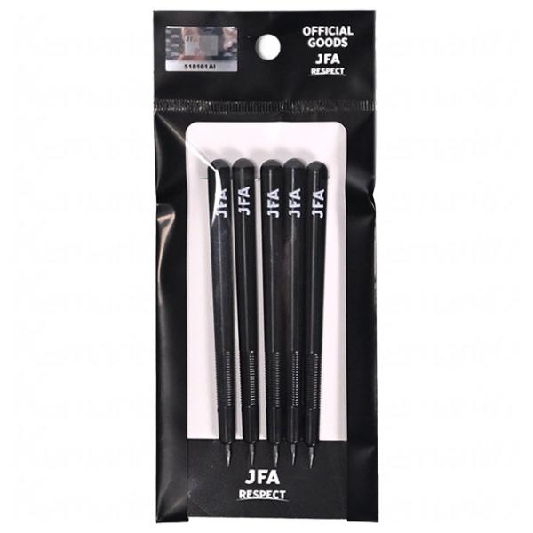 サッカー日本代表、レフリー用ペンセット。JFAオリジナル審判グッズ。JFAロゴデザインのクリップ付きHB黒鉛筆。5本入り。サイズ：F(約7×95mm)モデル：2025年秋冬